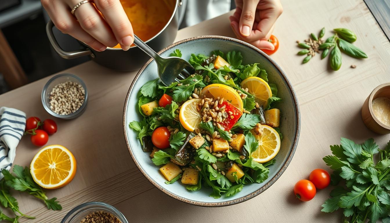 Seasonal meal prepared in a home kitchen